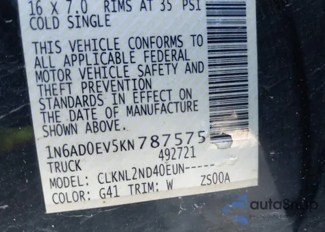 2019 Nissan Frontier Sv из США, поврежденный, VIN 1N6AD0EV5KN787575